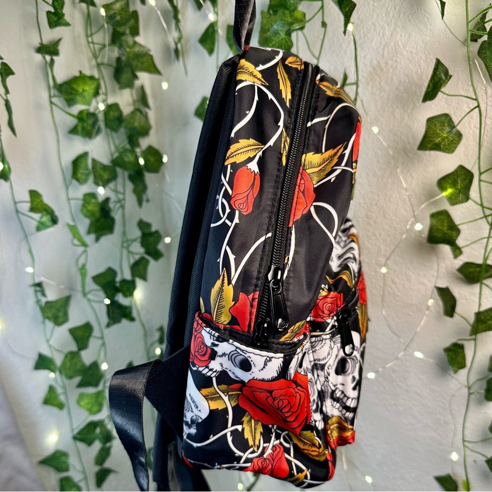 Skull And Rose Patterned Backpack - image 2